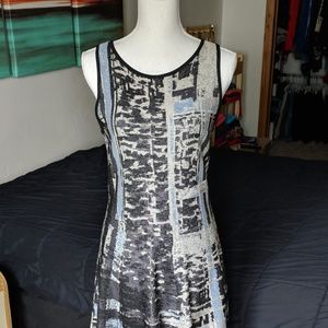 Nic+Zoe black gray knit sleevless twirl dress